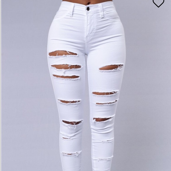 White ripped jean outfits Clearance